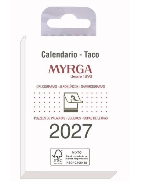 TACO DE CALENDARIO MYRGA 1383 MURAL AÑO 2027 6,5X10,5CM "PEQUEÑO"