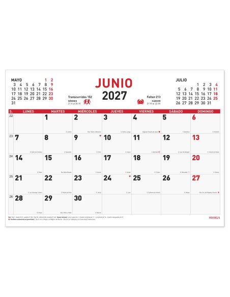 FALDILLA CALENDARIO MYRGA 30X24 REF 1543 2027