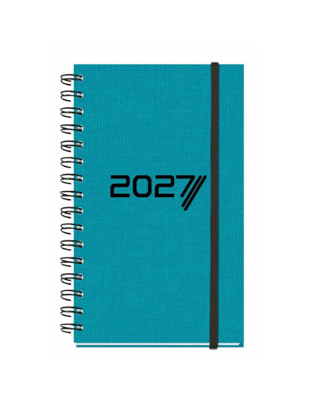 AGENDA BOLSILLO MYRGA 2027 SEMANA VISTA LIÉBANA NATURE ENCUADERNACIÓN TELA CELESTE