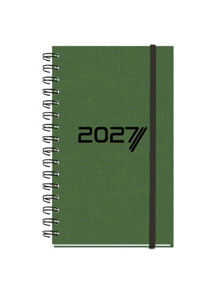 AGENDA BOLSILLO MYRGA 2027 SEMANA VISTA LIÉBANA NATURE ENCUADERNACIÓN TELA VERDE