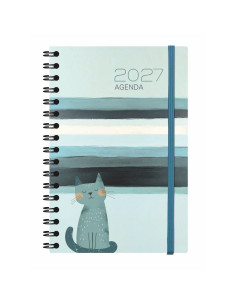 AGENDA MYRGA 2027 TEXTURE DÍA PÁGINA ESPIRAL TAPA DURA GATOS