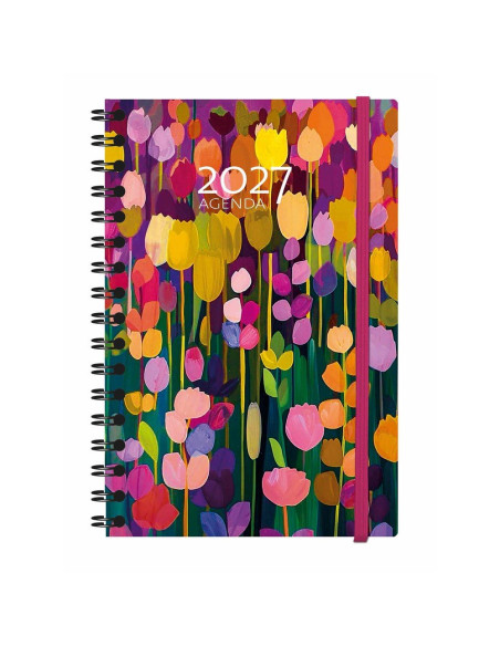 AGENDA MYRGA 2027 TEXTURE DÍA PÁGINA ESPIRAL TAPA DURA TULIP