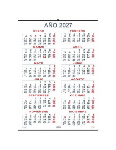 CALENDARIO ANUAL MYRGA 2027 CASTELLANO 50X69