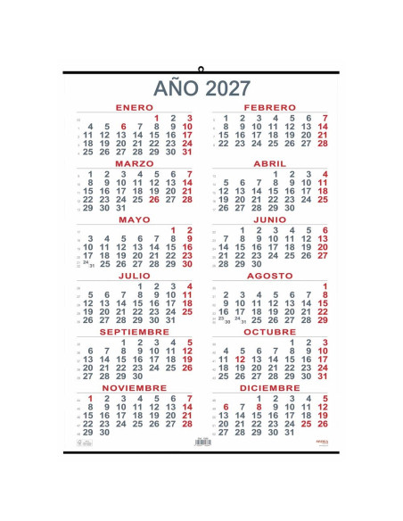 CALENDARIO ANUAL MYRGA 2027 CASTELLANO 50X69