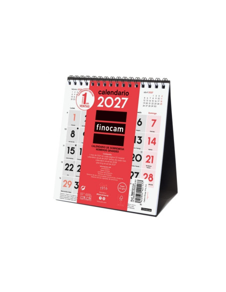 CALENDARIO FINOCAM SOBREMESA 2027 NUMEROS GRANDES XS