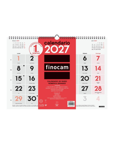 CALENDARIO FINOCAM PARED 2027 NUMEROS GRANDES L