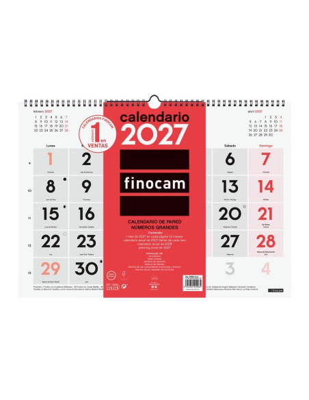 CALENDARIO FINOCAM PARED 2027 NUMEROS GRANDES L