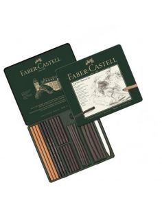 ESTUCHE METÁLICO PITT CARBÓN CON 24 PIEZAS FABER CASTELL