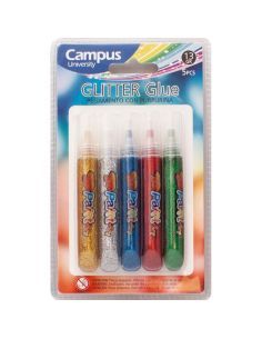 PEGAMENTO GLITTER 13GR BLISTER 5 COLORES CAMPUS