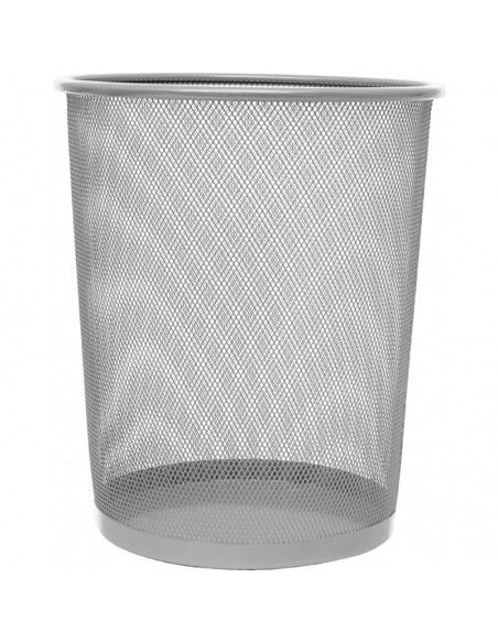 PAPELERA PLUS OFFICE METAL GRIS PLATA