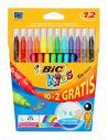 ROTULADORES BIC KIDS ESTUCHE 10+2 COLORES TINTA BASE DE AGUA LAVABLE