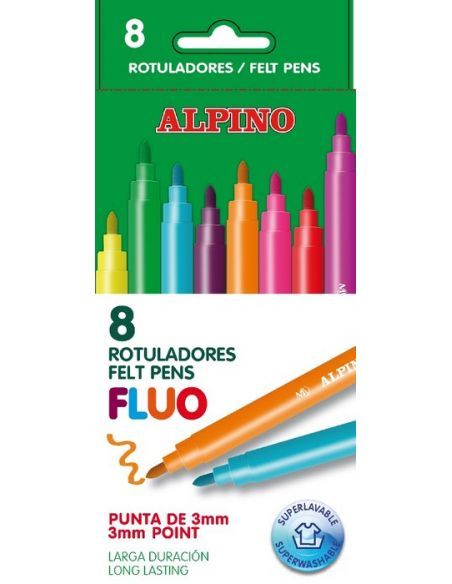 ROTULADORES ALPINO FLUOR ESTUCHE 8 UNIDADES