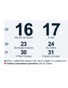 FALDILLA CALENDARIO MYRGA 21X15 REF 1592 2025 2