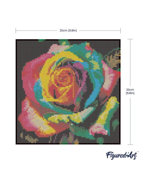 DIAMOND PAINTING 25X25CM CON MARCO - ROSA MULTICOLOR