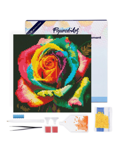 DIAMOND PAINTING 25X25CM CON MARCO - ROSA MULTICOLOR