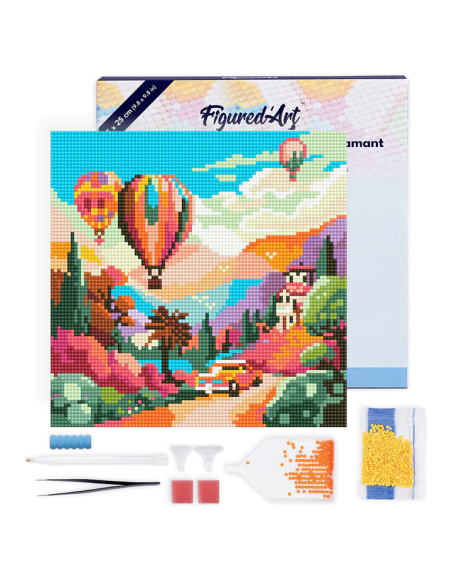 DIAMOND PAINTING 25X25CM CON MARCO - GLOBOS SOBRE EL VALLE