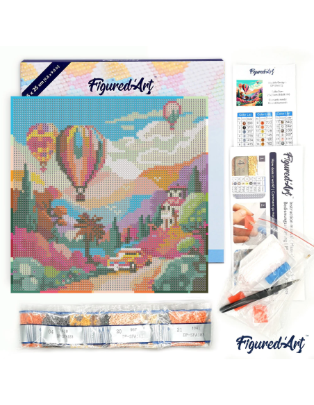 DIAMOND PAINTING 25X25CM CON MARCO - GLOBOS SOBRE EL VALLE