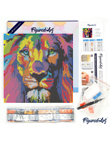 DIAMOND PAINTING 25X25CM CON MARCO - LEON POP ART