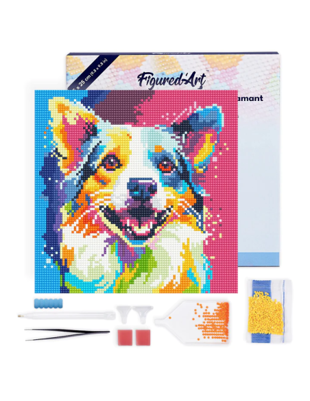 DIAMOND PAINTING 25X25CM CON MARCO - PERRO POP ART