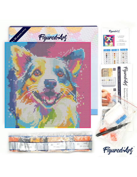 DIAMOND PAINTING 25X25CM CON MARCO - PERRO POP ART