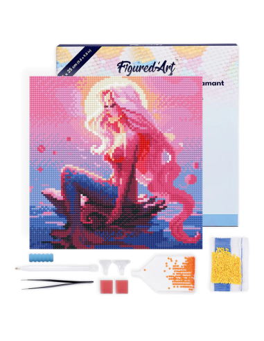 DIAMOND PAINTING 25X25CM CON MARCO - SIRENA ROSA