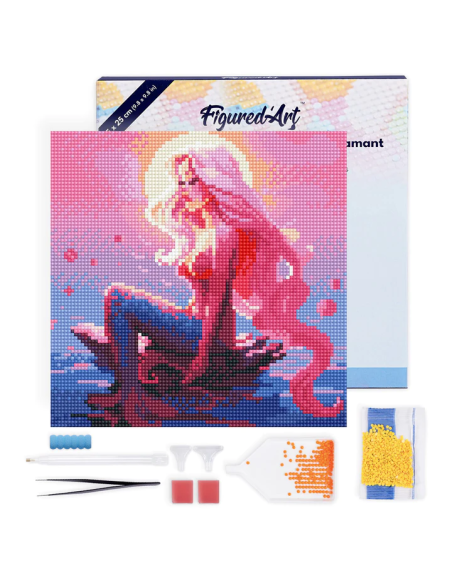 DIAMOND PAINTING 25X25CM CON MARCO - SIRENA ROSA
