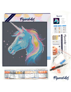 DIAMOND PAINTING 25X25CM CON MARCO - UNICORNIO NEÓN 2