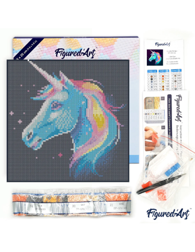 DIAMOND PAINTING 25X25CM CON MARCO - UNICORNIO...