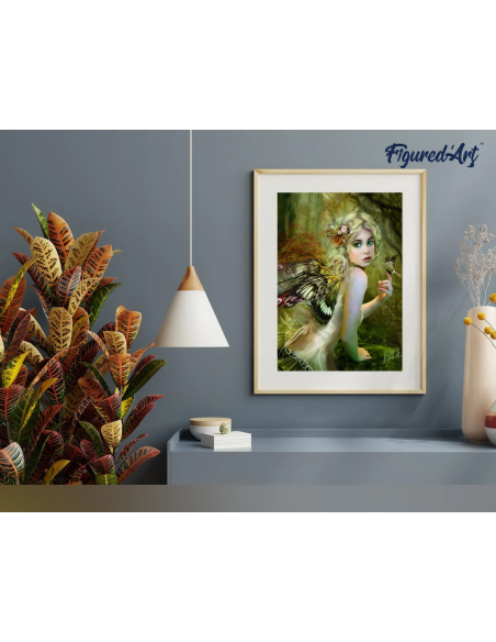 LIENZO PINTAR POR NUMEROS CON BASTIDOR 40X50CM HADA DORADA