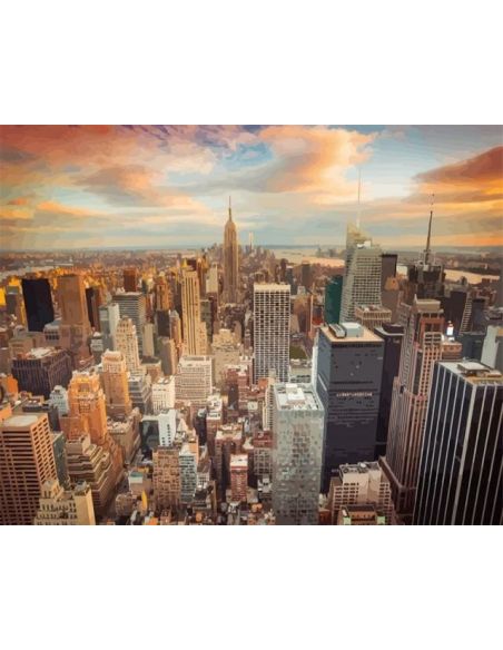 LIENZO ENROLLADOPINTAR POR NUMEROS 40X50CM PUESTA DE SOL EN NEW YORK