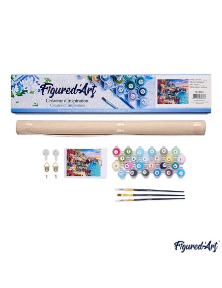 LIENZO ENROLLADOPINTAR POR NUMEROS 40X50CM PUESTA DE SOL EN EL MEDITERRANEO