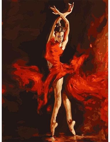 LIENZO ENROLLADOPINTAR POR NUMEROS 40X50CM MUJER BAILANDO FLAMENCO