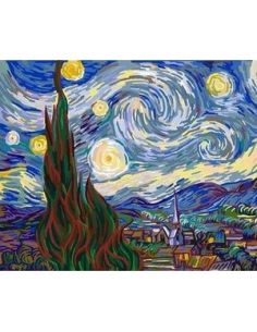 LIENZO PINTAR POR NUMEROS CON BASTIDOR 40X50CMLA NOCHE ESTRELLADA DE VAN GOGH