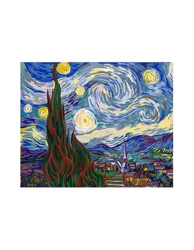 LIENZO PINTAR POR NUMEROS CON BASTIDOR 40X50CMLA NOCHE ESTRELLADA DE VAN GOGH