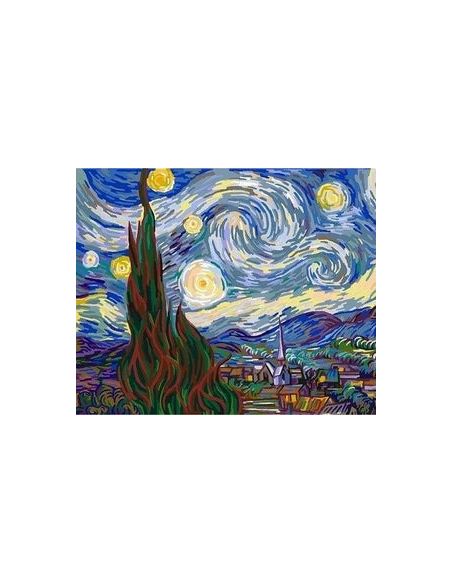 LIENZO PINTAR POR NUMEROS CON BASTIDOR 40X50CMLA NOCHE ESTRELLADA DE VAN GOGH