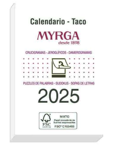 TACO DE CALENDARIO MYRGA 1383 MURAL AÑO 2025 6,5X10,5CM "PEQUEÑO"