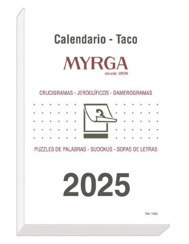 TACO DE CALENDARIO MYRGA 1385 MURAL AÑO 2025 14X20 "GRANDE"