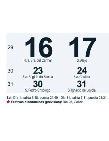 FALDILLA CALENDARIOMYRGA 2025 43X31 REF 1594