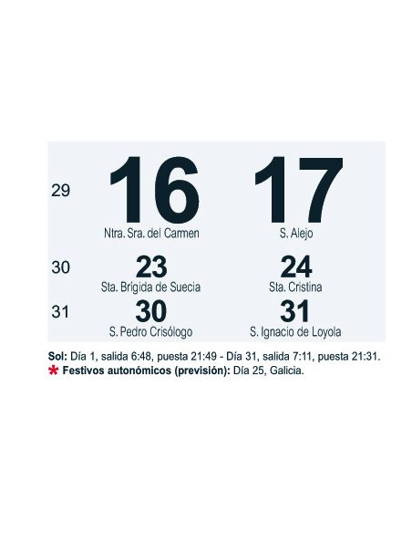 FALDILLA CALENDARIOMYRGA 2025 43X31 REF 1594