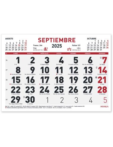 FALDILLA CALENDARIO MYRGA 30X21 REF 1593 2025