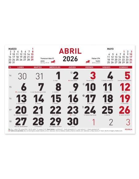 FALDILLA CALENDARIO MYRGA 30X21 REF 1593 2025