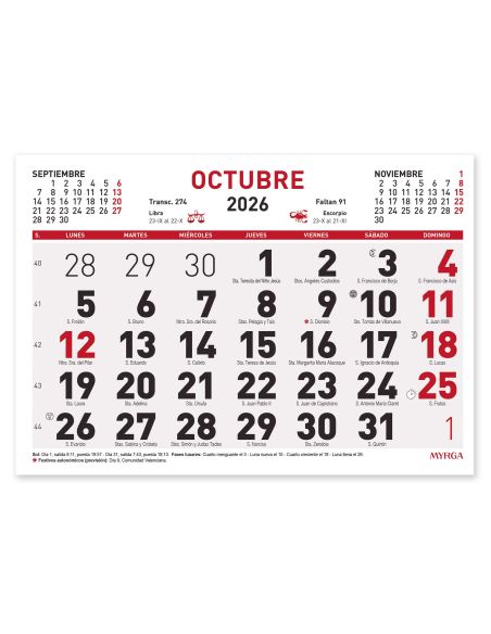 FALDILLA CALENDARIO MYRGA 21X15 REF 1592 2025