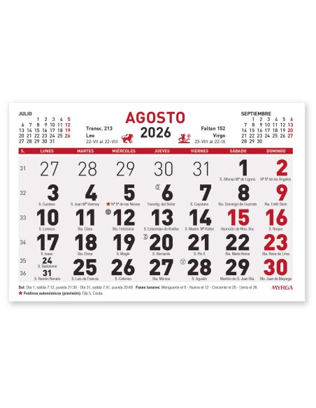FALDILLA CALENDARIO MYRGA 10X15 REF 1591 2025