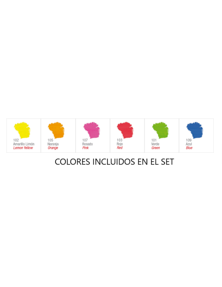 SET 6 PINTURAS FLUORESCENTES ACRILEX NEON 6X10ML