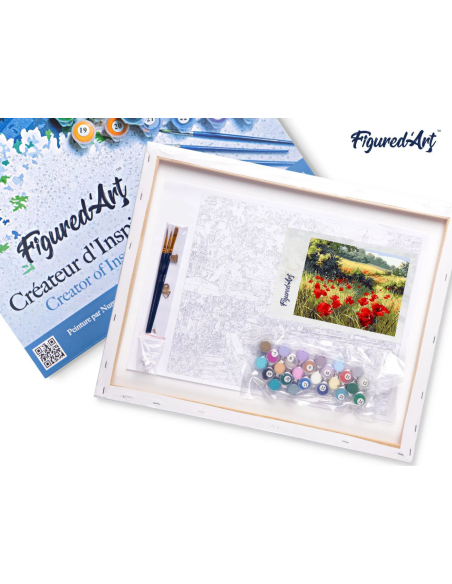 LIENZO PINTAR POR NUMEROS CON BASTIDOR 40X50CM  CAMPO DE AMAPOLAS