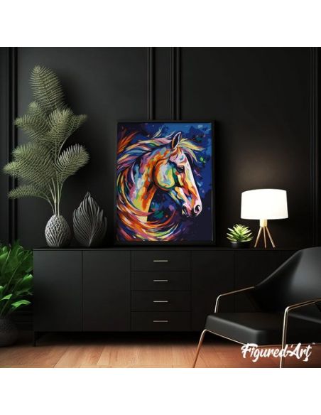 LIENZO PINTAR POR NUMEROS CON BASTIDOR 40X50CM CABALLO ABSTRACTO