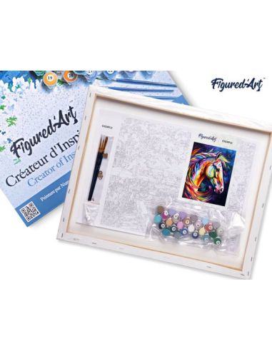 LIENZO PINTAR POR NUMEROS CON BASTIDOR 40X50CM CABALLO ABSTRACTO