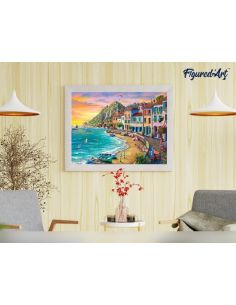 LIENZO PINTAR POR NUMEROS CON BASTIDOR 40X50CM VACACIONES EN LA PLAYA 2