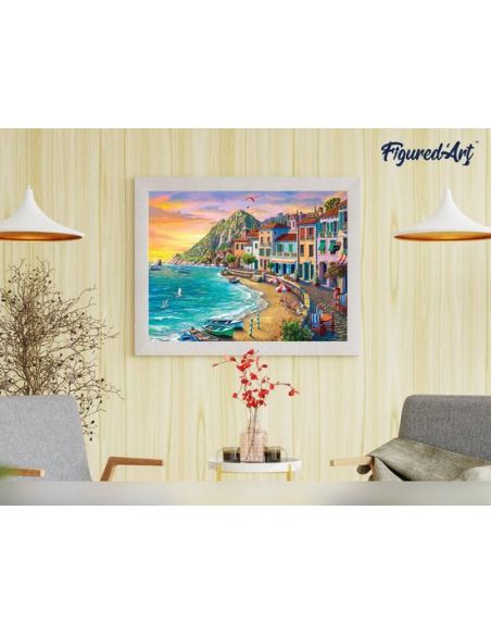 LIENZO PINTAR POR NUMEROS CON BASTIDOR 40X50CM VACACIONES EN LA PLAYA