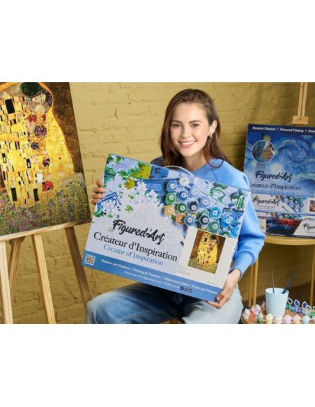 LIENZO PINTAR POR NUMEROS CON BASTIDOR 40X50CM EL BESO DE KLIMT